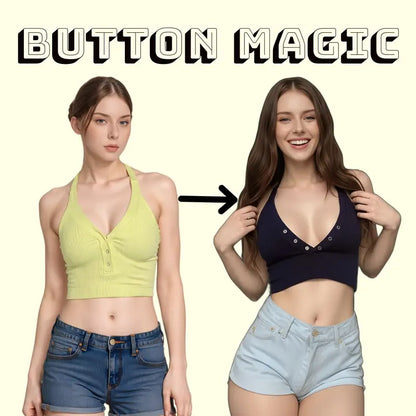 Women’s Seamless Ribbed Henley Crop